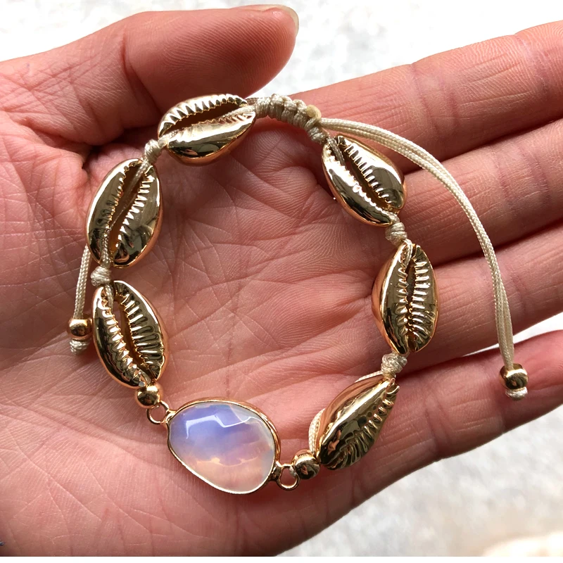 SHINUSBOHO harajuku ручная работа Пука оболочки pulseras для женщин золотой цвет Пауа