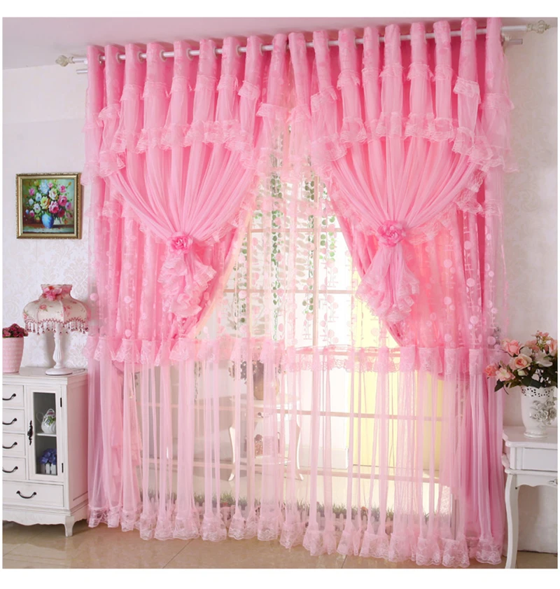 Finished curtains Korean wedding lace curtain real living room bedroom