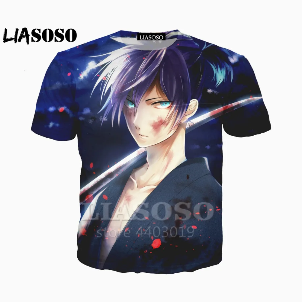 LIASOSO Лидер продаж Мода Harajuku футболка Noragami аниме Йато Yukine Ики Hiyori 3D печати мужская
