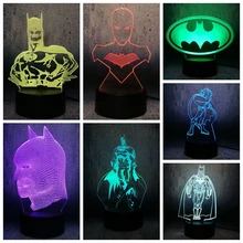 3D светодиодный светильник Бэтмен 7 цветов изменить подростковый номер Настольный Декор креативные подарки фильм Браслет для фанатов лучший выбор ночник Лава дисплей