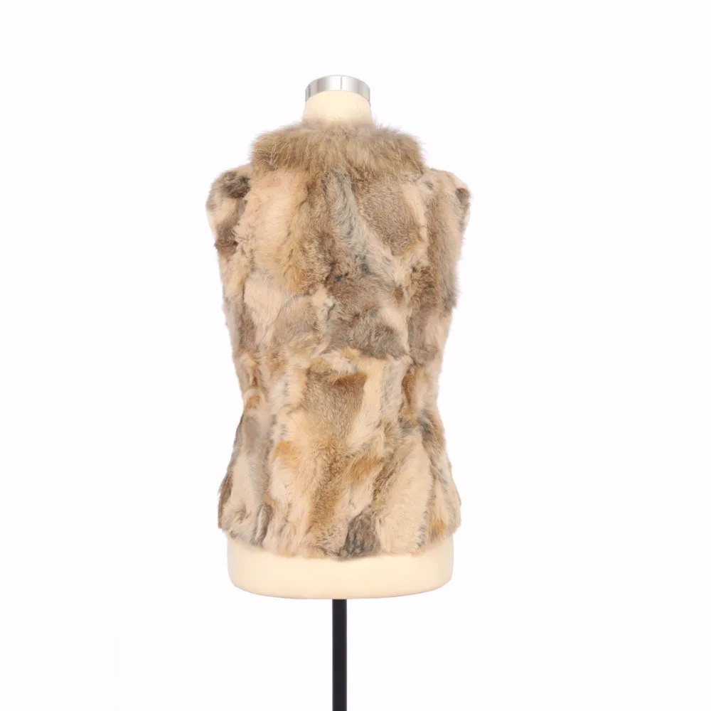 Réel Manches Chaud Raton De Fourrure Natural cou Col Lapin Survêtement Tricoté Avec Zy88033 Brown Sans Gilet Laveur Naturel Couleur V Chien qd1Bfq