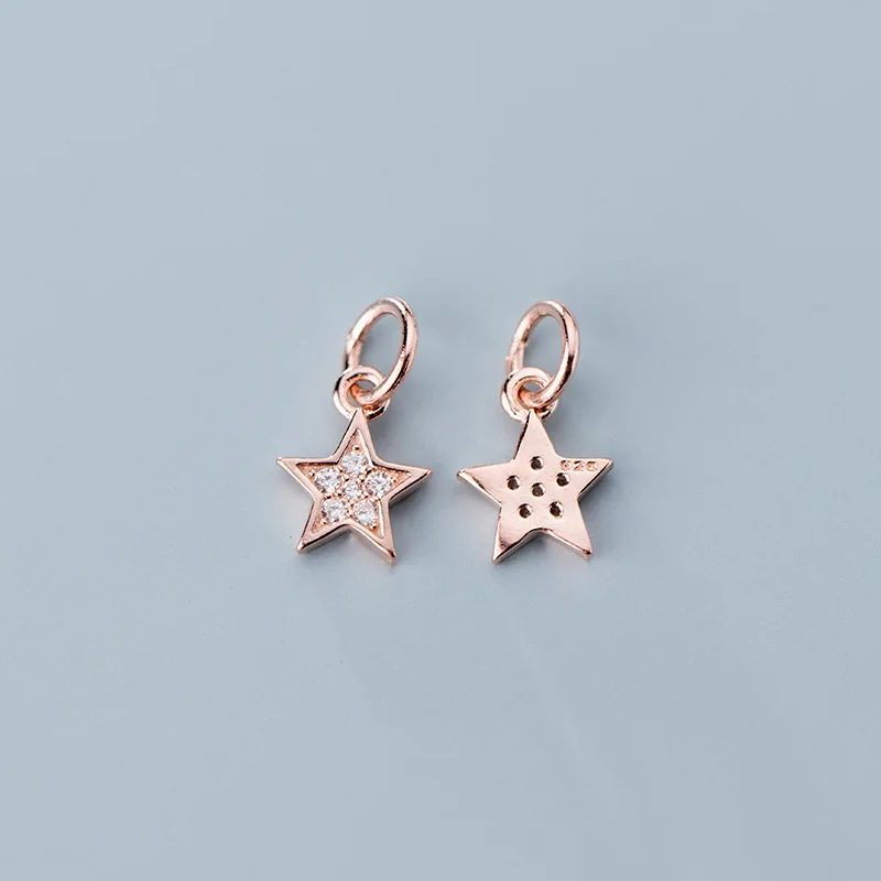 925 Sterling Silver AAA CZ Zircon Paved Decoration Star Charms Gold/Rose Gold S925 Silver Dangle Pendants DIY Jewelry Making