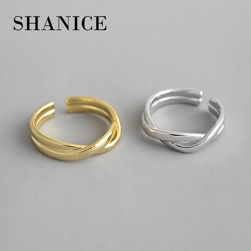 

Shanice Simple 925 silver open ring Korean sterling silver open ring INS weaving intertwined twist S925 Thai silver adjustable