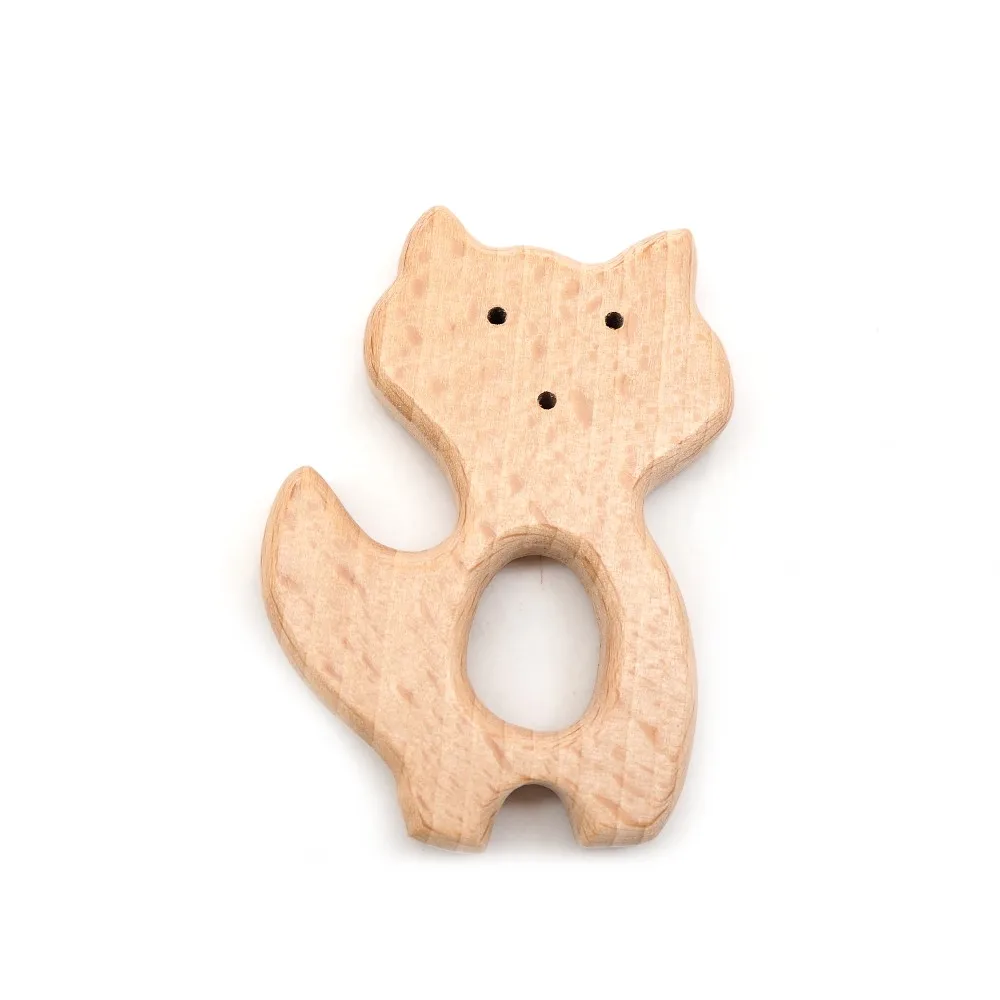 Chenkai 10 шт. лиса деревянный Прорезыватель природа детская погремушка-прорезатель для зубов захватывающая игрушка DIY органические экологически чистые зубцы из древесины аксессуары