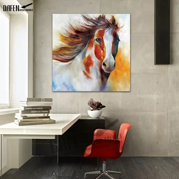 

Animal Hand Painted 100% Oil Painting Colorful Horse Canvas poster for Living room Wall Art Hand painted wall poster and prints
