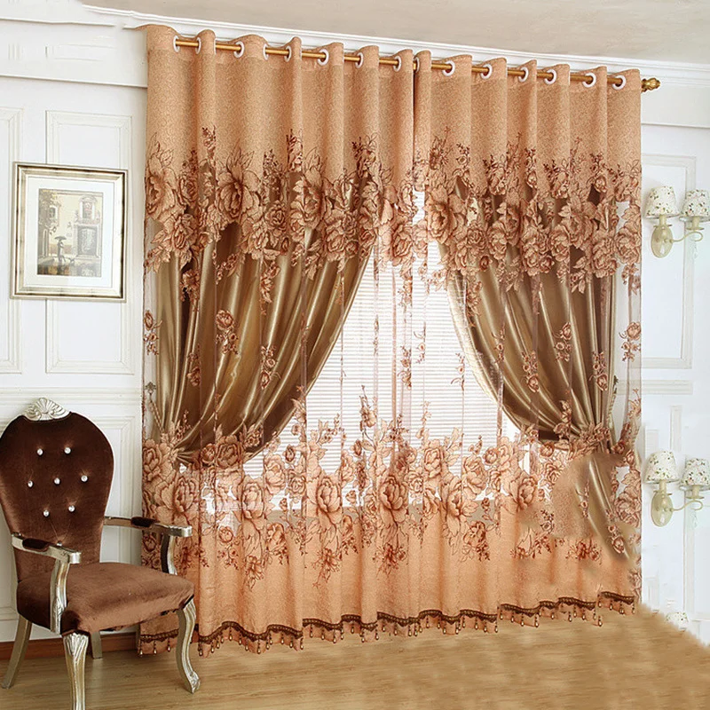 

European luxury design purple coffee curtain kitchen 3d curtains multicolored nice curtain for living room curtain fabrics