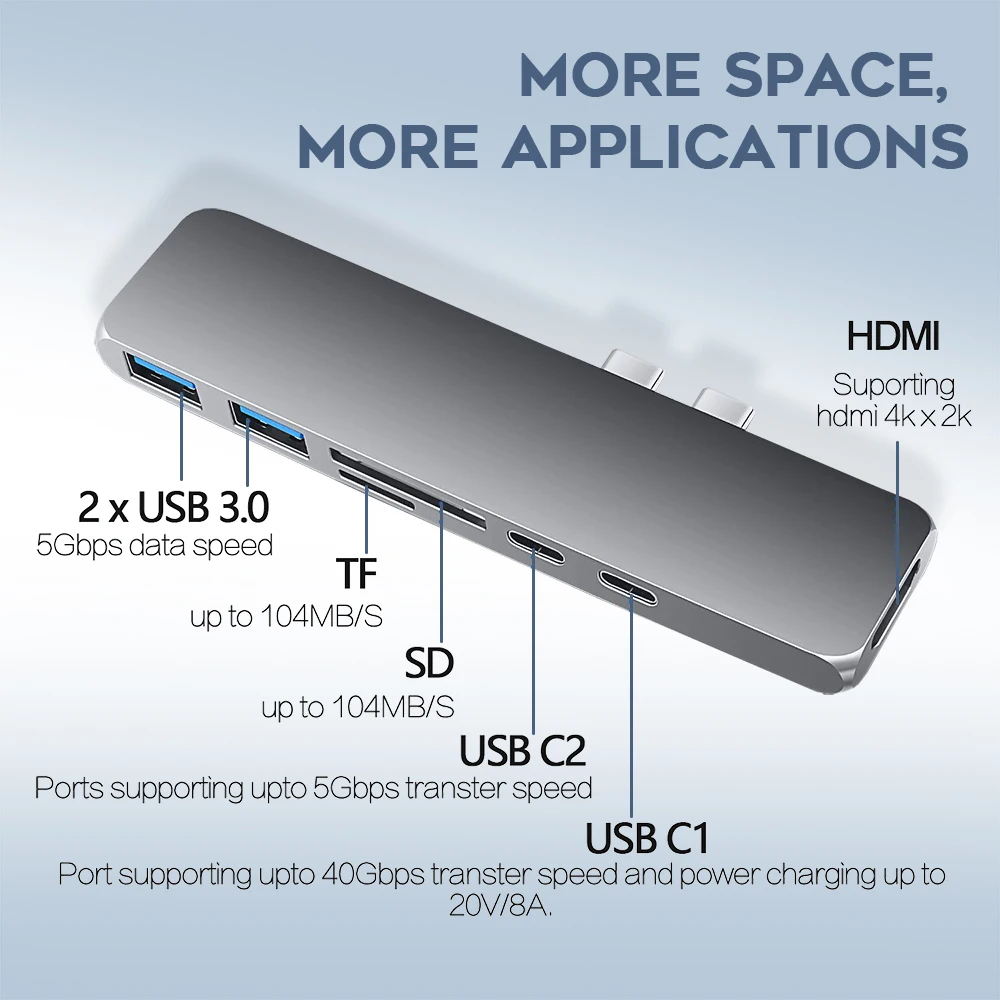 Vmade usb c концентратор к hdmi USB C к USB usb 3,0 поддержка шт., SD/tf Тип c концентратор для 13,3 дюймов или 15,4 дюймов macbook air macbook pro