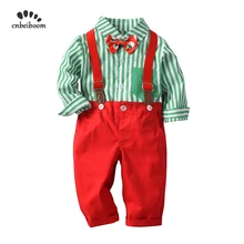 Рождественский комплект одежды для маленьких мальчиков, красный, зеленый малыш, дети, младенец, мальчик, рубашка+ штаны, комбинезон, рождественские комплекты одежды, год