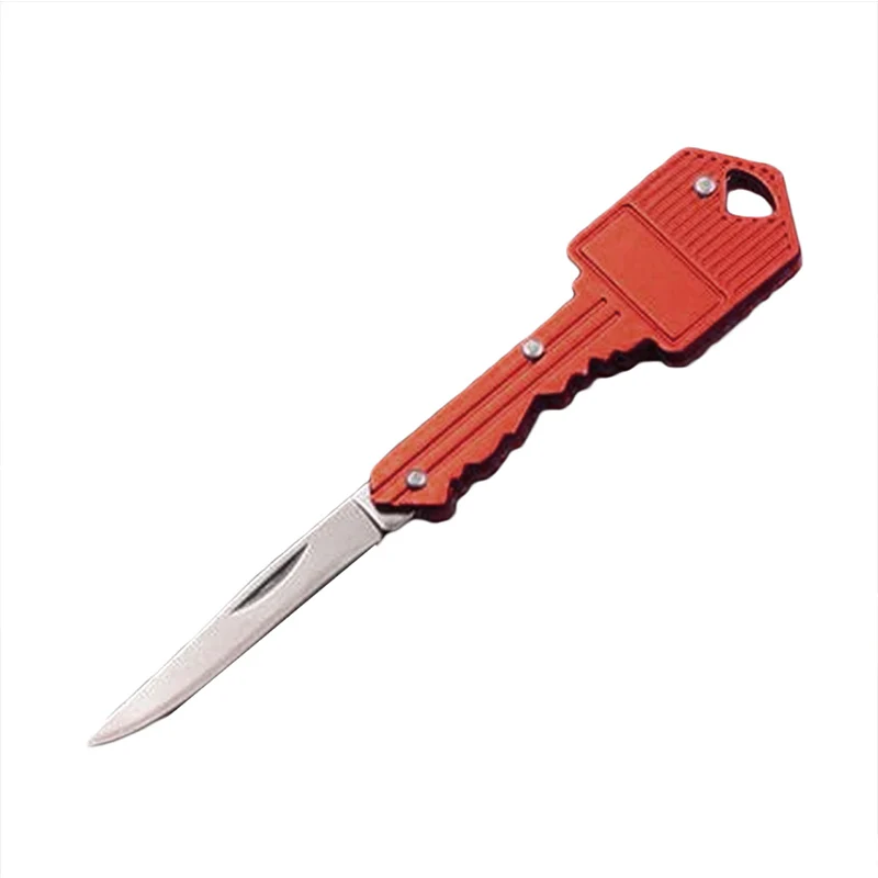 Portátil Camping supervivencia al aire libre plegable de bolsillo clave anillo de forma de cuchillo herramienta pelador Mini acampada llave anillo herramienta Multicolor