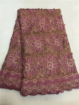 

Beautiful French cord net lace fabric with 3D appliqued and rhinetones for party dress ZQN89(5yards/lot)