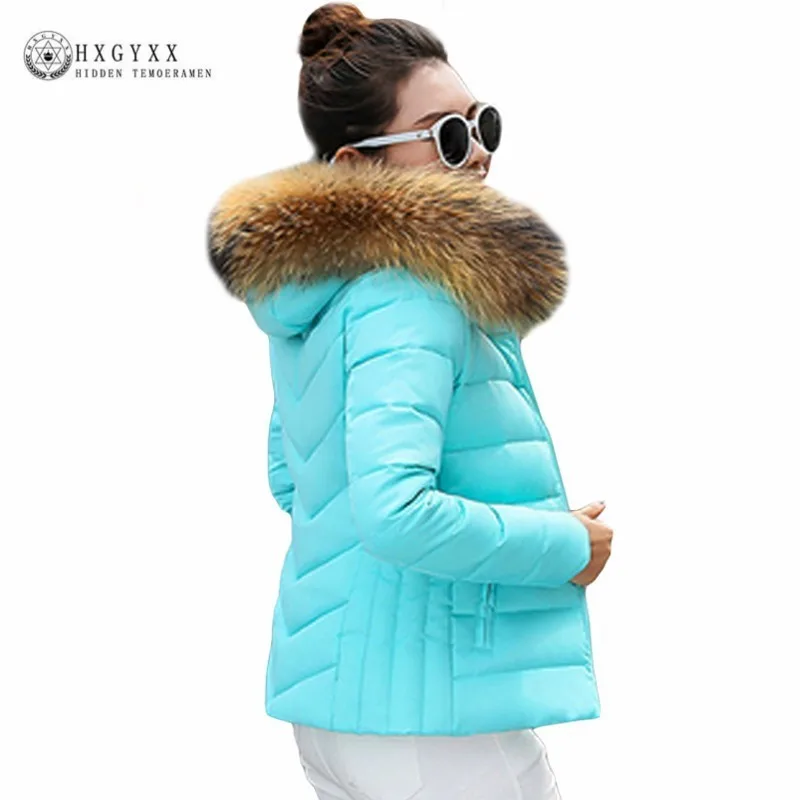 

2019 Fur Collar Quilted Coat Women Winter Jacket Hooded Female Warm Outwear Short Parka Solid Color Slim Jaqueta Feminino Oke102