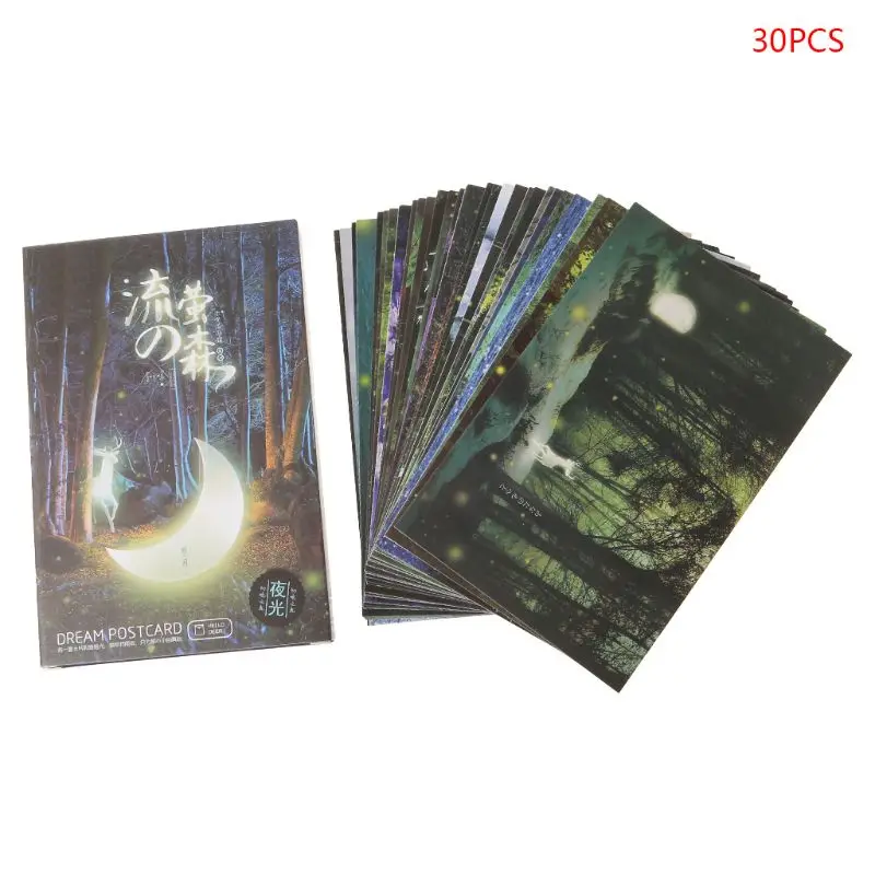 30 шт Винтаж световой Почтовые открытки светится в темноте лес стример животного поздравительные открытки Новинка Xmas открытки подарок C26