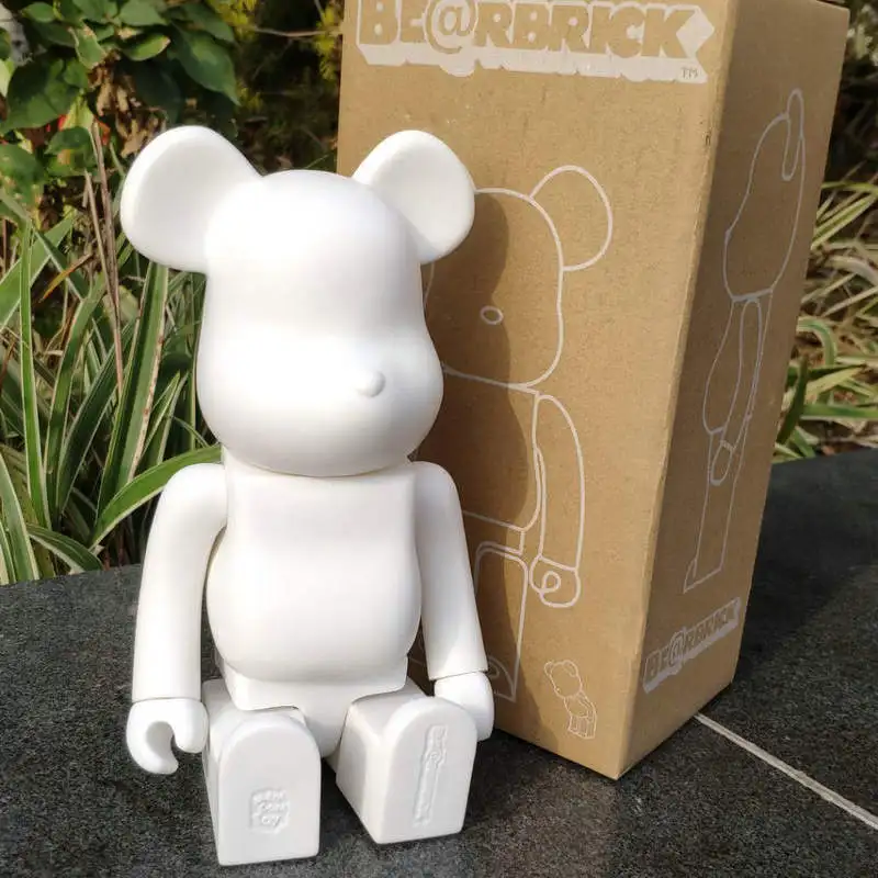 11 дюймов 400% Bearbrick Bear@ brick фигурки героев британского флага с принтом медведя ПВХ модель DIY краски куклы - Цвет: B With Box White