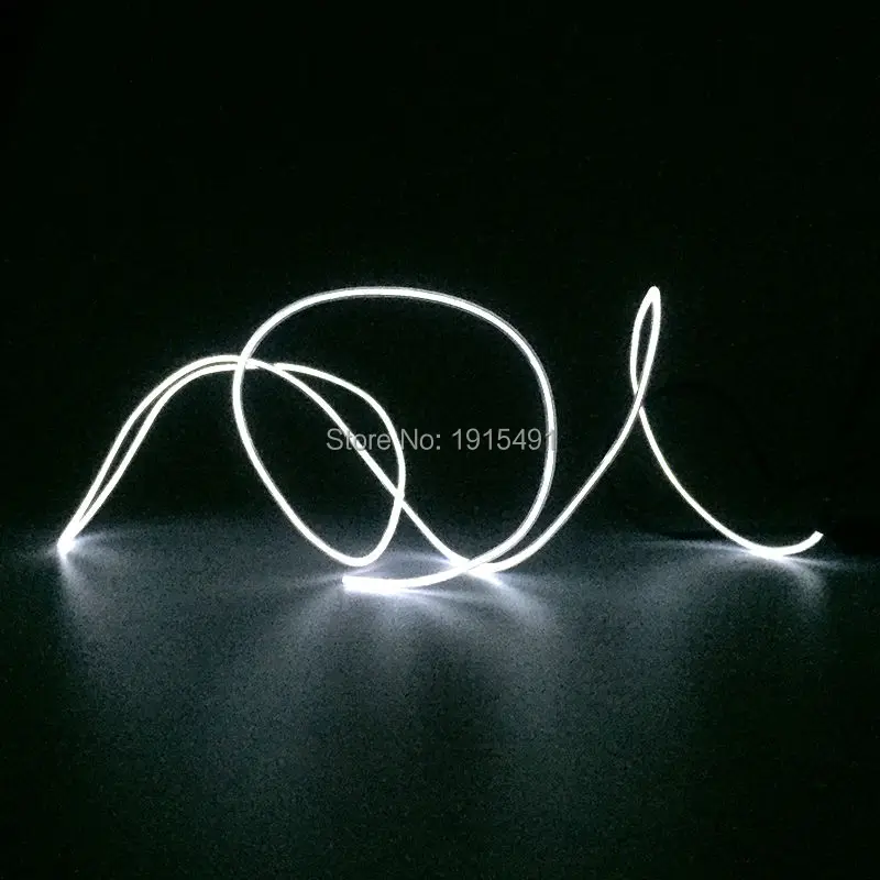 

Brand New Luminous Led Strip Diameter 2.3mm White EL Cable Neon Rope Light Up Thread Dance Party Costume Decor Without Converter