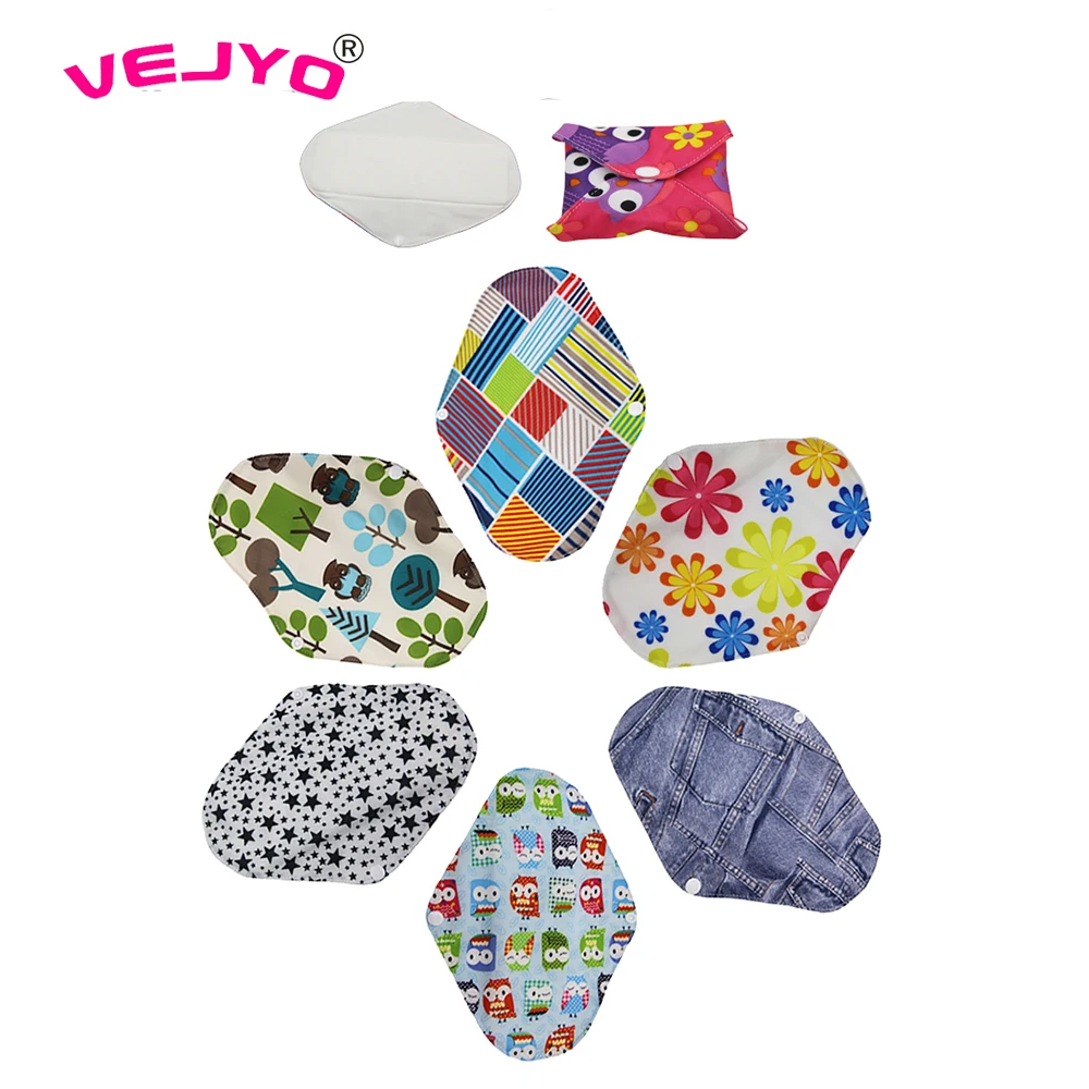 5Pcs Regular Flow Reusable Pads Waterproof Bamboo Cotton Washable