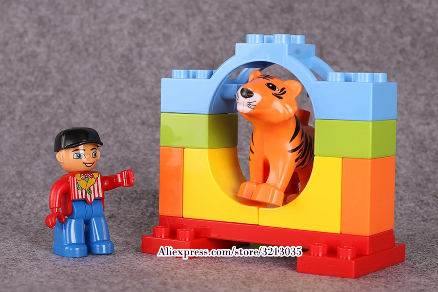 Blocos de Construção Brinquedos para Crianças Duplo Grandes Partículas Circo Mostrar Clássico Educacional Tijolos Caixa Original 65 Pçs 9 65 pçs duplo grandes partículas circo mostrar