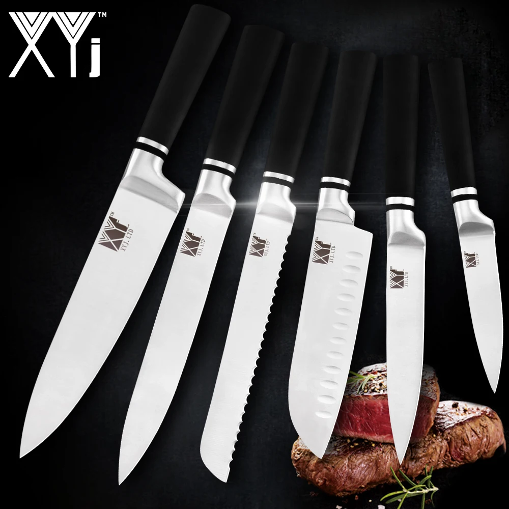 

XYj Stainless Steel Knife Set Kitchen Knives Sets Fruit Vegetable Bread Meat Knife Non-Stick Blade Light Weight Handle Knives