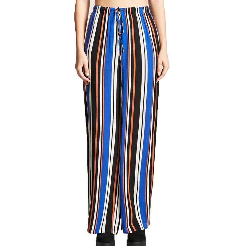 Summer 2018 casual striped pants women wide leg pants loose womens ...