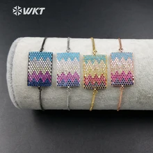 WT-MB001 Новые 4 металлические цветные браслеты женские ювелирные изделия Шарм CZ микро проложить глаз прямоугольник дизайн регулируемые звенья и цепи браслеты