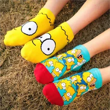 Сезон весна-лето; женские носки с героями мультфильмов; носки хлопковые с забавным симпсоном; Новинка; Семейные носки; счастливые носки; подарки