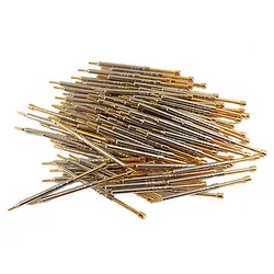 

100 Pcs CSP-3H 2mm Serrated Tip Testing Probe Gold Tone 36mm Length
