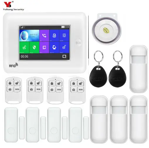Yobang Security All Touch Screen Alexa Version 433MHz wireless WIFI GSM Smart Home Security Monitor Burglar Alarm System Kits