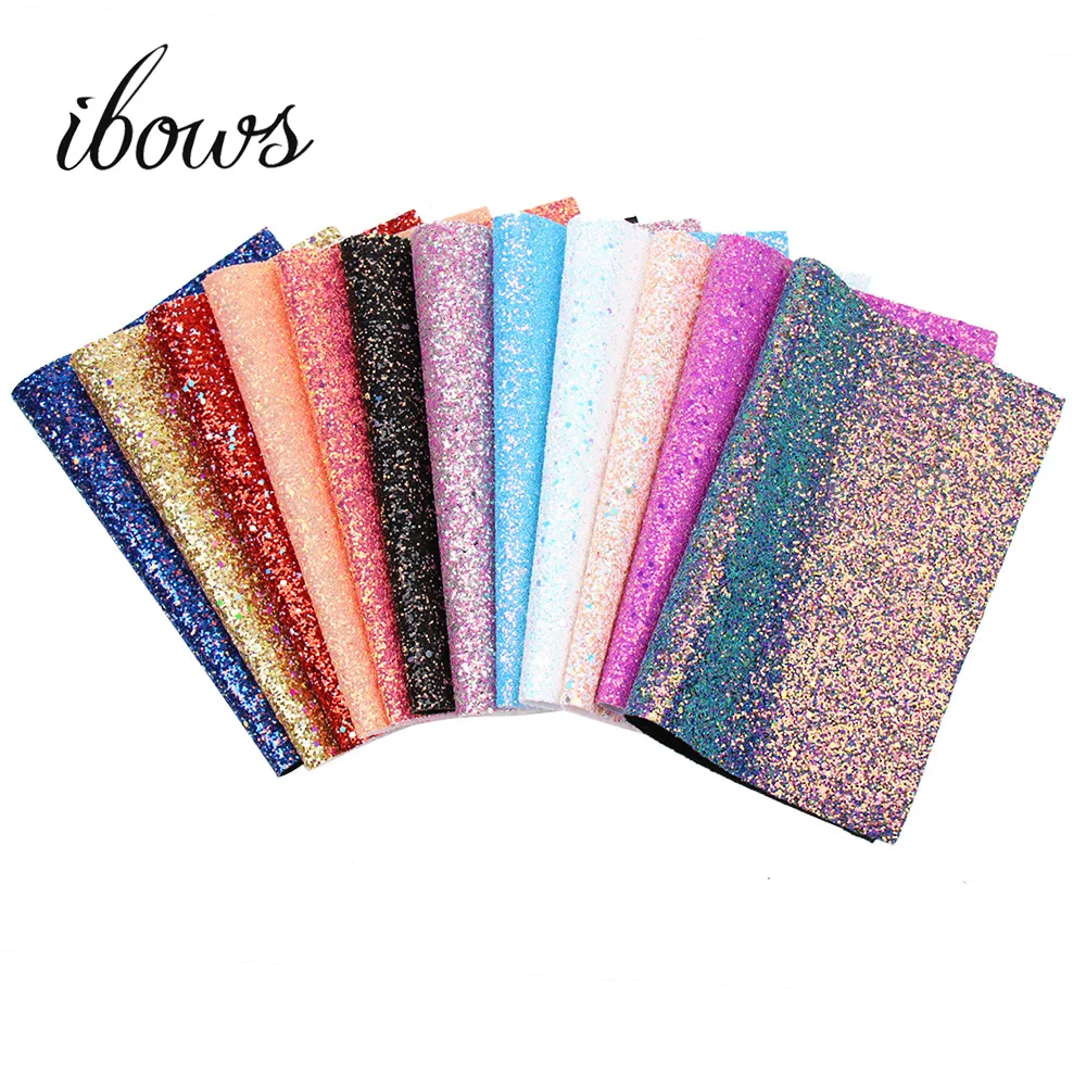Shinny Chunky Glitter Fabric Fine Sparkly Vinyl A4 A5 Sheet Craft Work Decor Bow