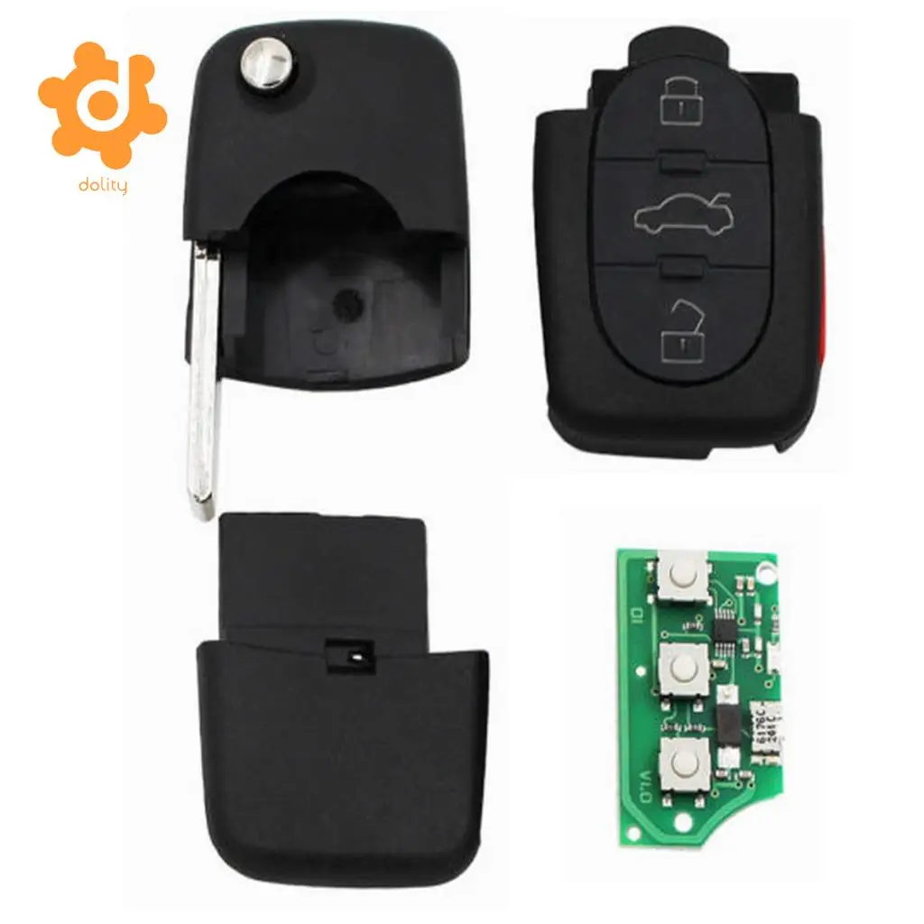 4 Buttons Remote Control Uncut Flip Car Key Fob for Audi A4 A6 A8 S4 TT