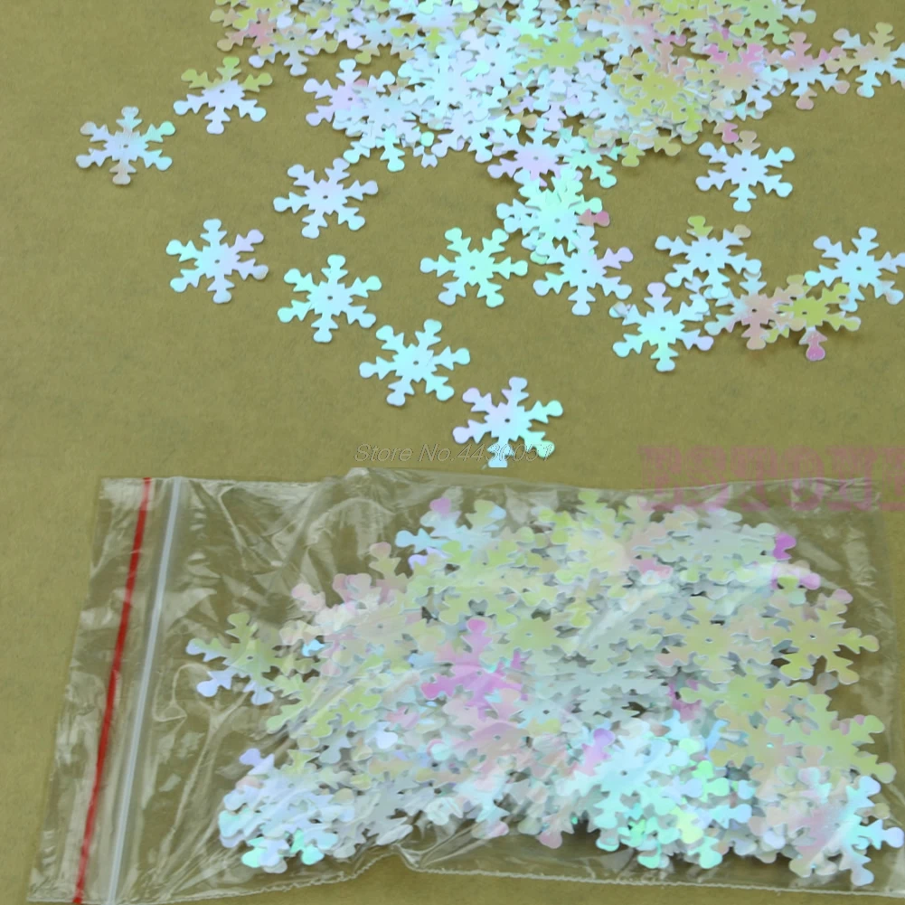 

100pcs Iridescent Christmas Frozen Snowflake Confetti Sequins Card Scrapbooking