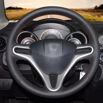 

Puou Black Artificial Leather Car Steering Wheel Cover for Honda Fit 2009-2013 City 2009-2013 Jazz 2009-2013 Insight 2010-2014