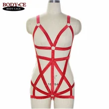 Красный комплект поводков для тела БДСМ Связывание нижнее белье эластичный жгут Harajuku панк готический Фетиш Хэллоуин эластичная Регулировка полный танец платье