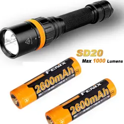 Fenix SD20 1000 люмен CREE светодиодный 100 м погружной Дайвинг фонарик с 2 x ARB-L18-2600 батареи