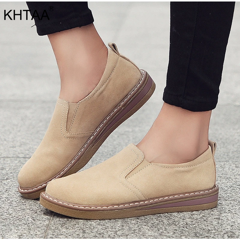 

Women's Oxford Flat Platform Sneakers Female Casual Suede Slip On Sewing Shoes Elastic Band 2018 Ladies Leisure Moccasins