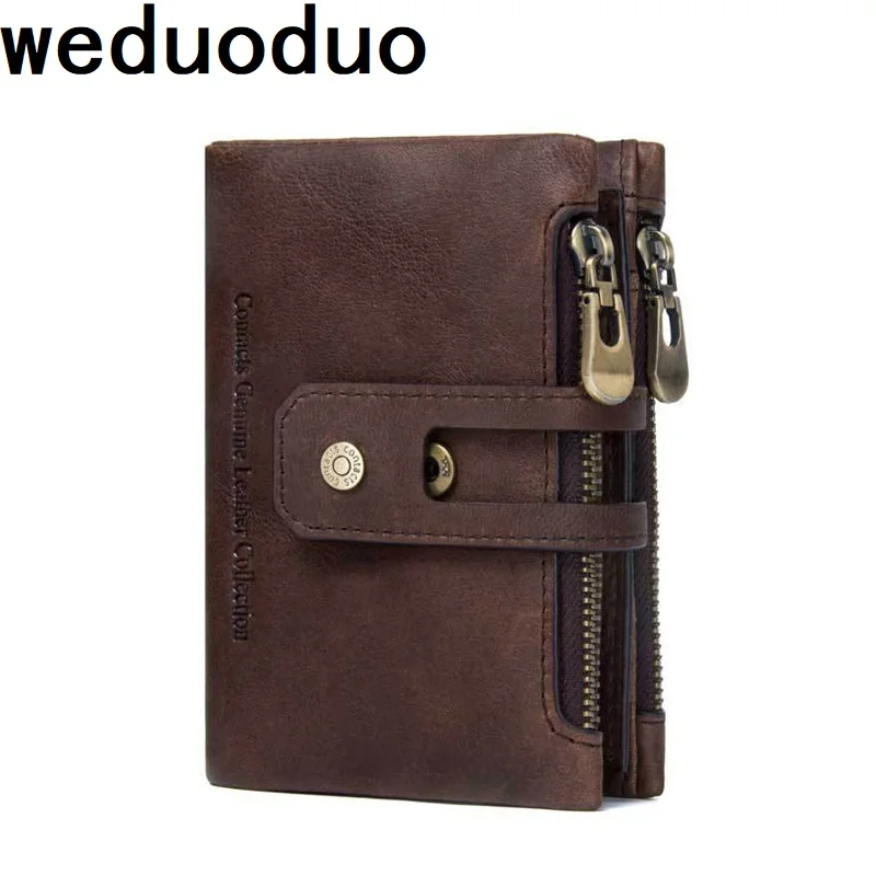 Weduoduo мужской кошелек из натуральной кожи держатель для карт короткий кошелек на молнии роскошный мужской кошелек брендовый Чехол для карт