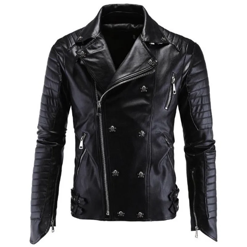 

2017 hot new Spring and Autumn Slim Brand motorcycle clothing men's leather jacket men's coat casual jacket free shipping