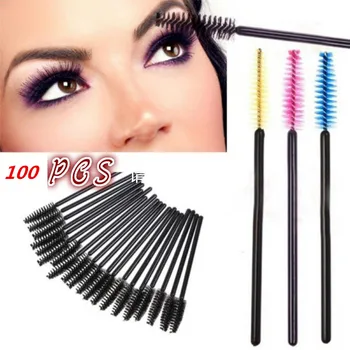 

Hot Sale 100pcs Colored Disposable Eyelash Brush Mascara Wands Eyelash Applicator