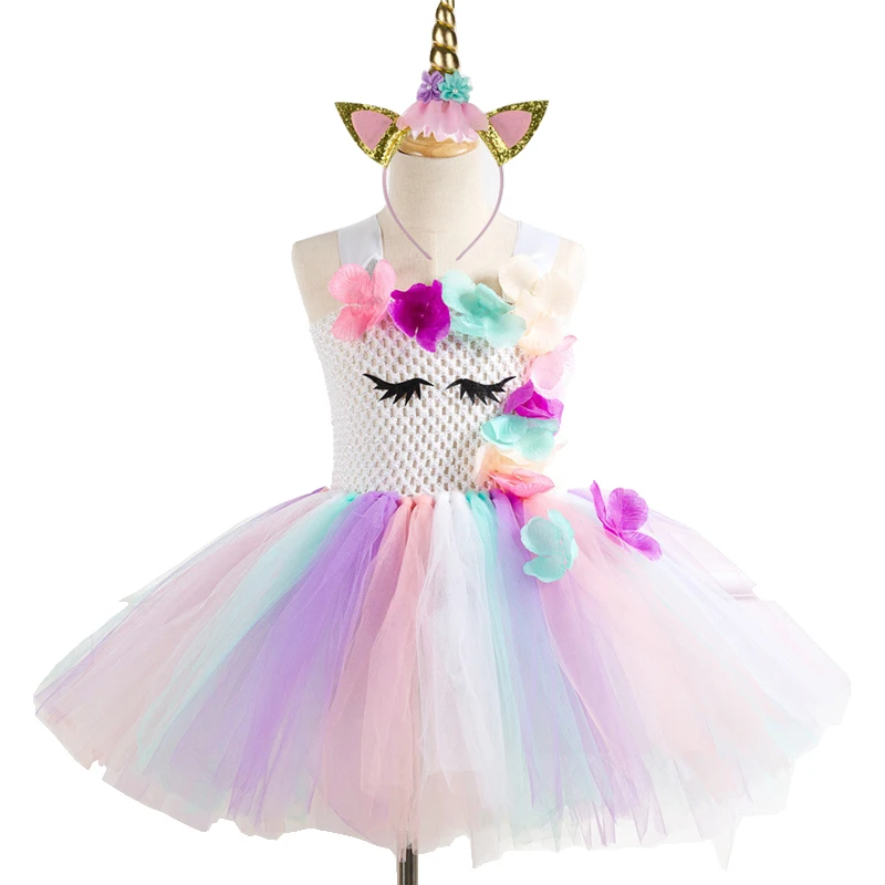 Girls Unicorn Dress Costume Rainbow Tutu Princess Cosplay Birthday Party Dress Children Kids Halloween Carnival Unicorn Clothes Girls Unicorn Dress Costume Rainbow Tutu Princess Cosplay Birthday Party Dress Children Kids Halloween Carnival Unicorn Clothes