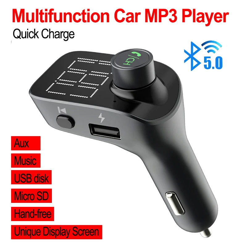Bluetooth FM передатчик 5 0 дюйма Автомобильный MP3 плеер уникальный дисплей Aux модулятор