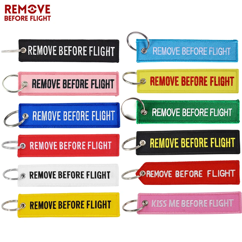 

Remove Before Flight Key Ring Chaveiro Embroidery Keychain for Aviation Gifts Red Luggage Tag Key Fob Motorcycle Car Key Ring