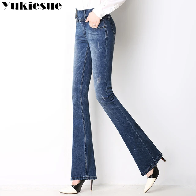 2018 New Women Boot Cut Jeans Long Stretch wide leg Trousers For women jeans women's Autumn Winter Flare Jeans female Big Size 1