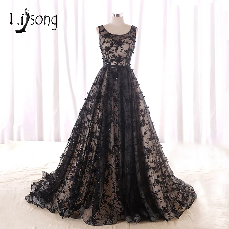Modern Black A-line Lace Evening Dresses Long vestido de festa Women Floor Length Evening Formal Dress Appliques Maxi Gowns Modern Black A-line Lace Evening Dresses Long vestido de festa Women Floor Length Evening Formal Dress Appliques Maxi Gowns