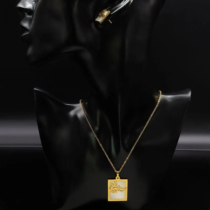 Máscara Shell Acero inoxidable collar mujeres oro Color joyería juegos de collares y aretes y pulcera S178484 Máscara Shell Acero inoxidable collar mujeres oro Color joyería juegos de collares y aretes y pulcera S178484
