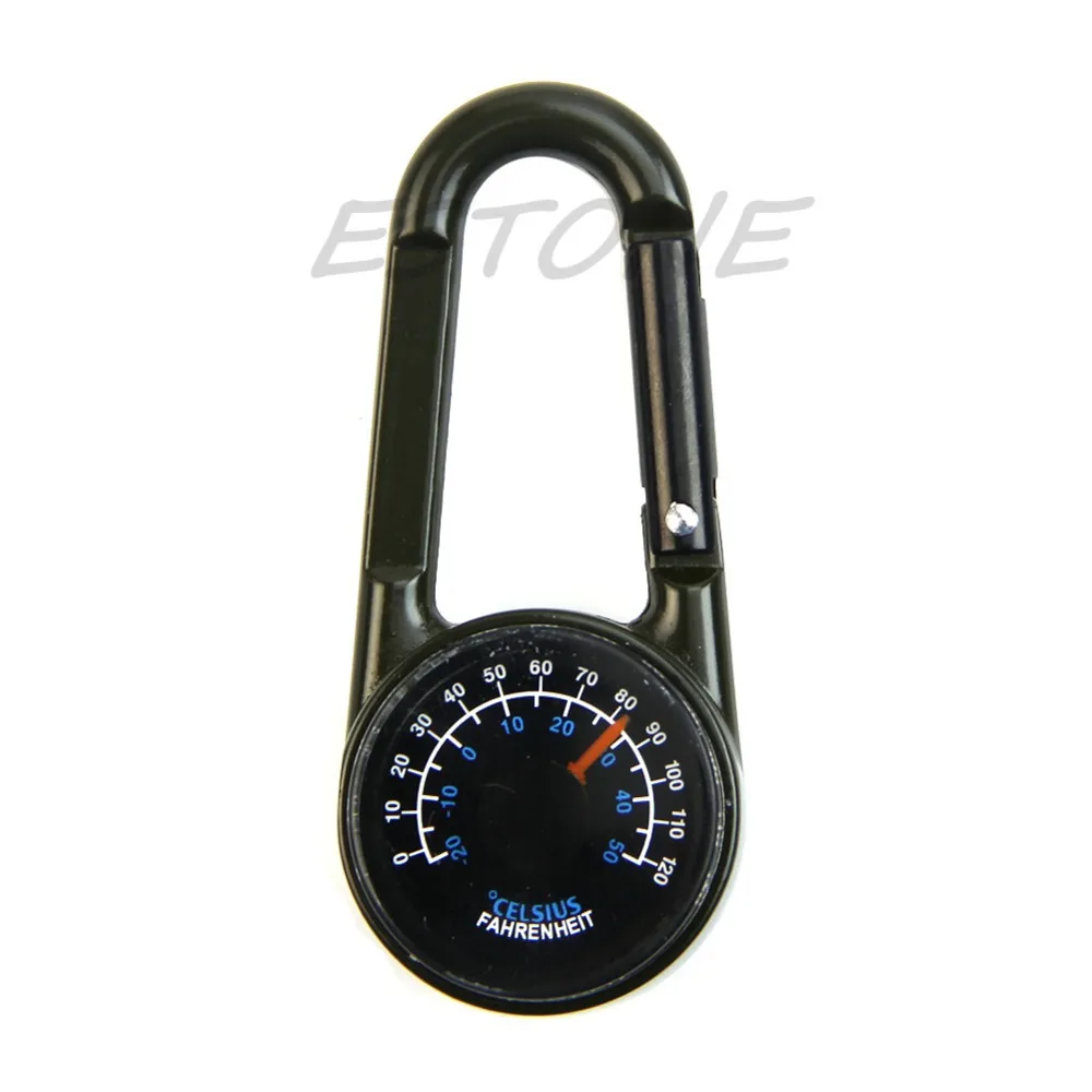 

1PC Multifunctional Hiking Metal D-Ring Mini Compass Thermometer Keychain