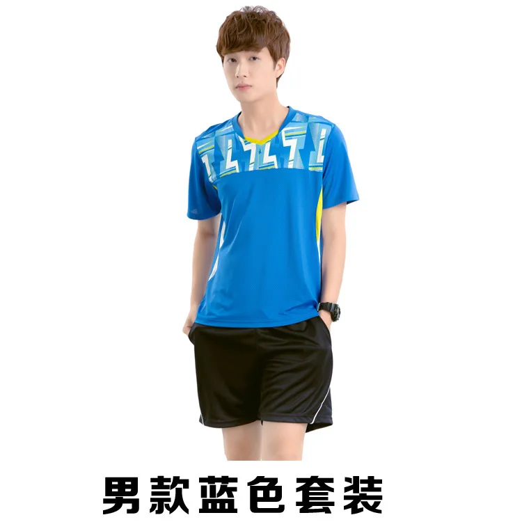 men Blue Рубашка для бадминтона, женские спортивные мужские рубашки, волан для настольного тенниса, одежда для настольного тенниса, спортивный костюм, мужская спортивная теннисная рубашка - Цвет: men Blue