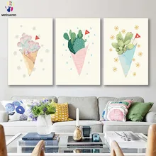 DIY цветные картины по номерам с цветными суккулентами картина для рисования по номерам в рамке домашний декор три штуки