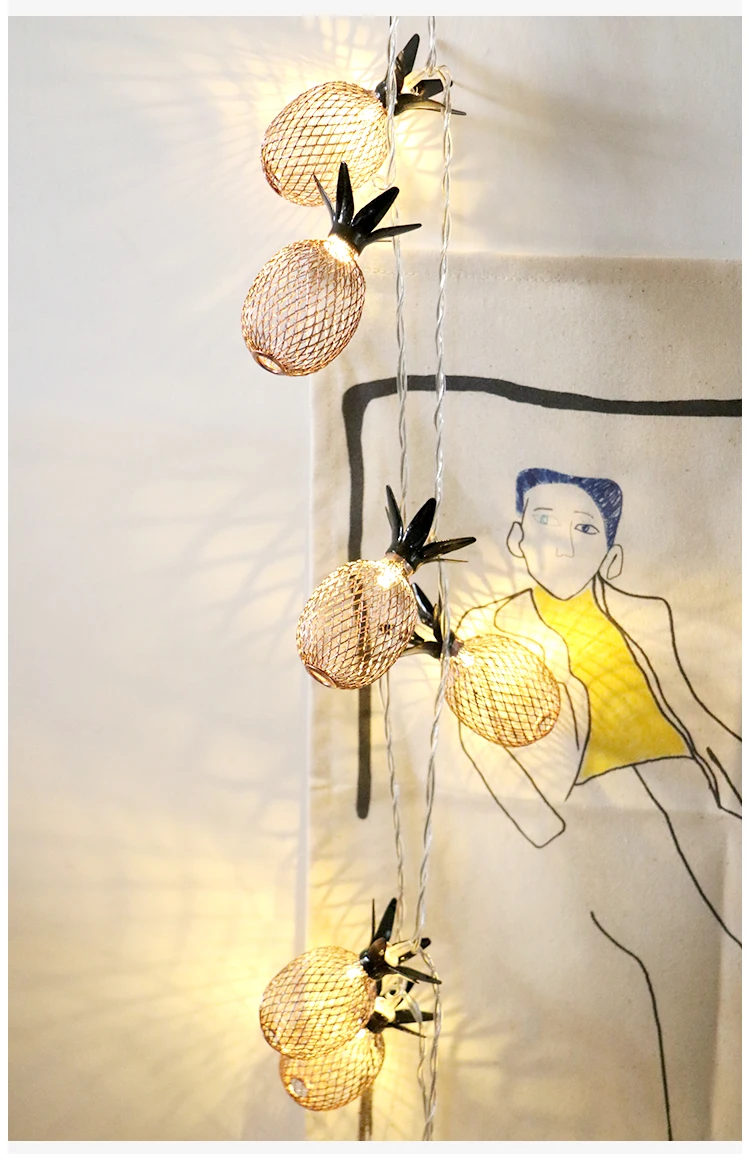 Металлический светодиодный светильник-гирлянда в форме звезды с розовым золотом, внутренний светильник, украшение для рождественской вечеринки, свадьбы, дня рождения, декор для комнаты