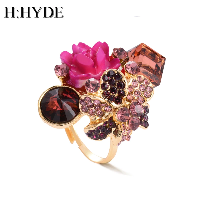 Женское кольцо с фиолетовым цветком H:HYDE Лидер продаж модное праздничное