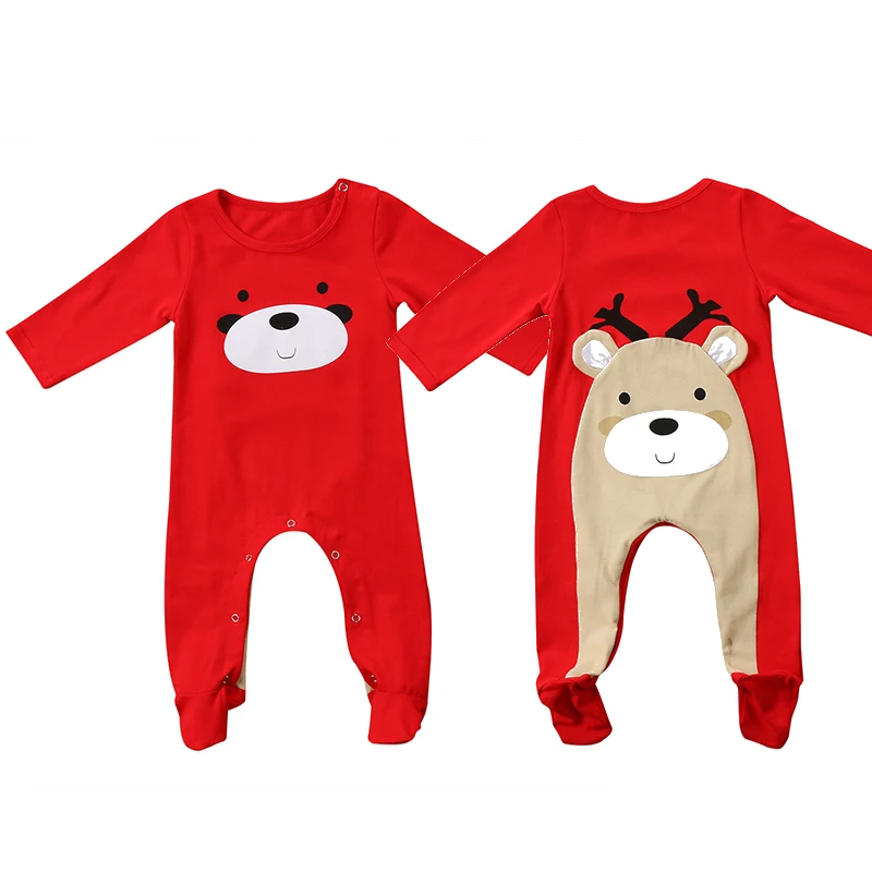 Новогодняя Рождественская одежда для малышей Милая Рождественская одежда для малышей Костюм с рисунком медведя для мальчиков и девочек