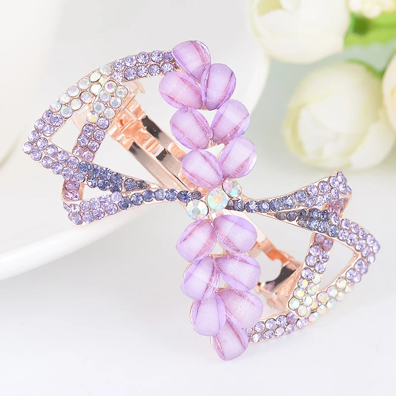 

EASYA Fashion Sparkling Rhinestone Crystal Bowknot Barrettes Hairpin Elegant Design Hair Clip Hair Accessories Ornaments