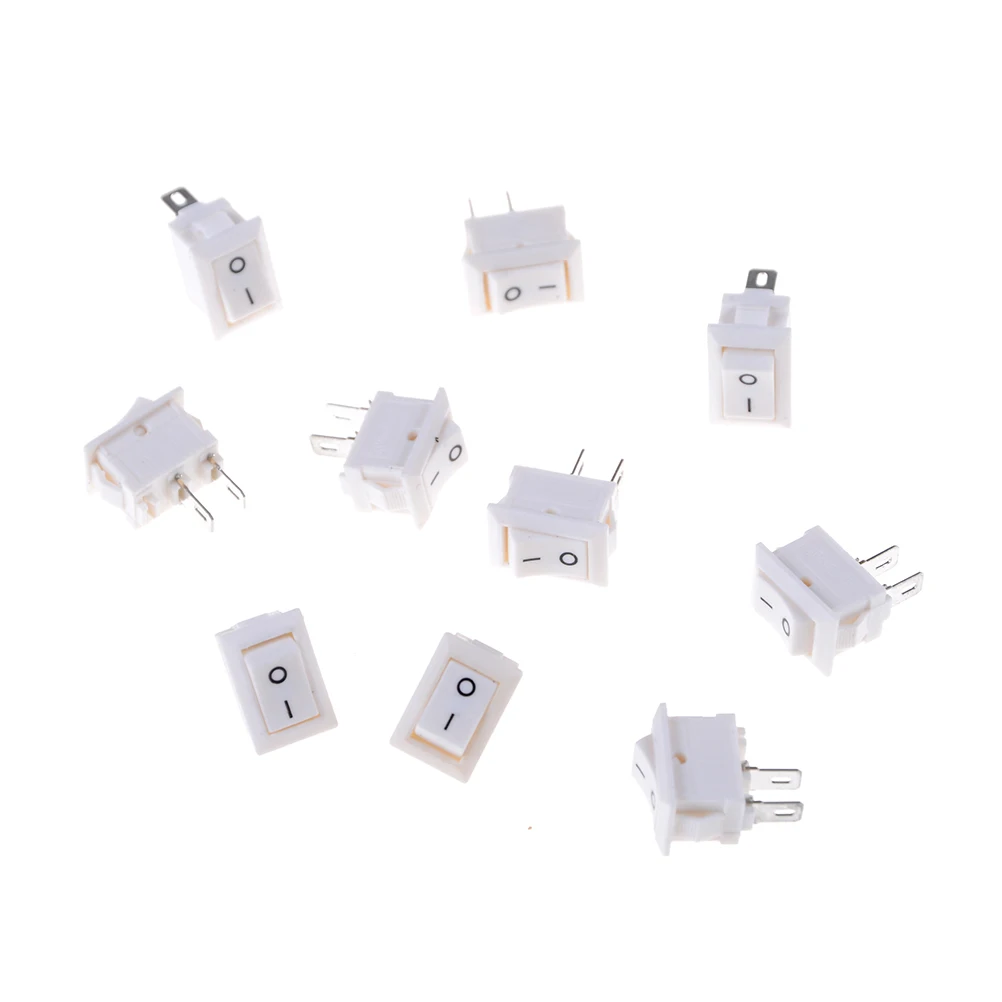 10 шт./лот 15x10 мм белый 2PIN SPST вкл/выкл KCD11 лодочный кулисный переключатель 3A/250V